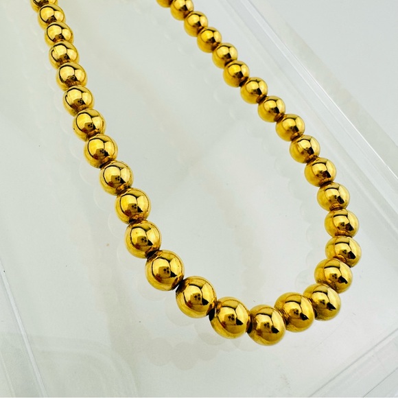 VINTAGE NAPIER BALL BEAD POLISHED GOLD PLATED NECKLACE - Picture 7 of 12